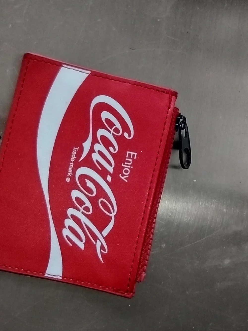 Coca Cola Red Zip Card Wallet with White Logo